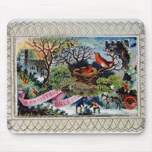 Ein Weihnachtsgruß, viktorianische Postkarte Mousepad (Vorne)