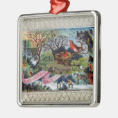 Ein Weihnachtsgruß, viktorianische Postkarte Silbernes Ornament (Links)