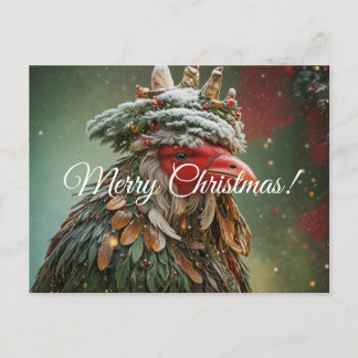 Ein Weihnachtshahn schaut in die Ferne Postkarte