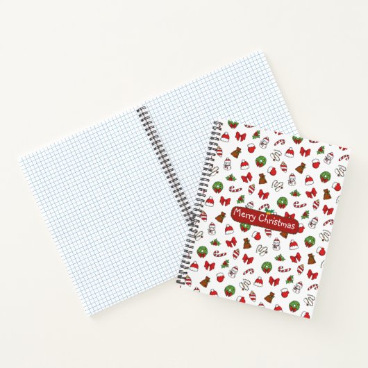 Ein Weihnachtsheft mit weißem Hintergrund Notizblock (Innenseite)
