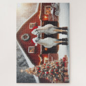Ein Weihnachtskuss von zwei Pferden Puzzle (Vertikal)