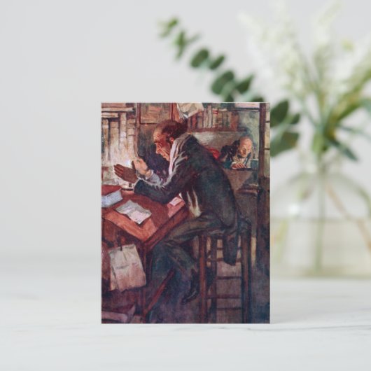 Ein Weihnachtslied: Cratchit und Scrooge Postkarte (Stehend Vorderseite)