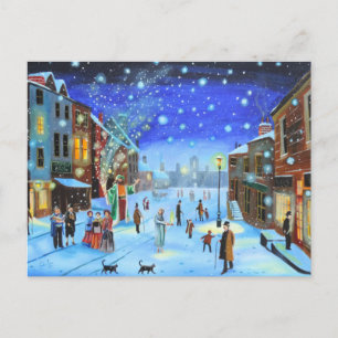 Ein Weihnachtslied Scrooge Winterstraßenszene Holi Feiertagspostkarte