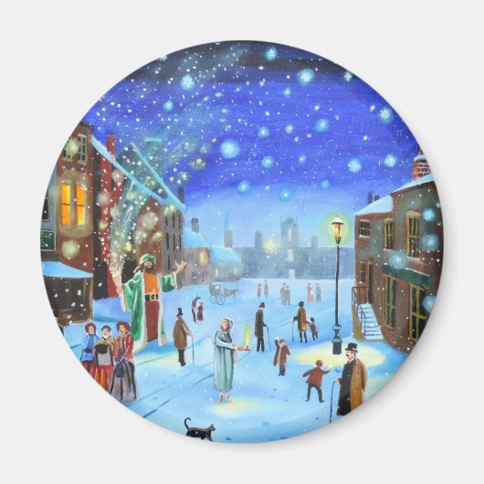 Ein Weihnachtslied Scrooge Winterstraßenzene Magnet (Vorne)