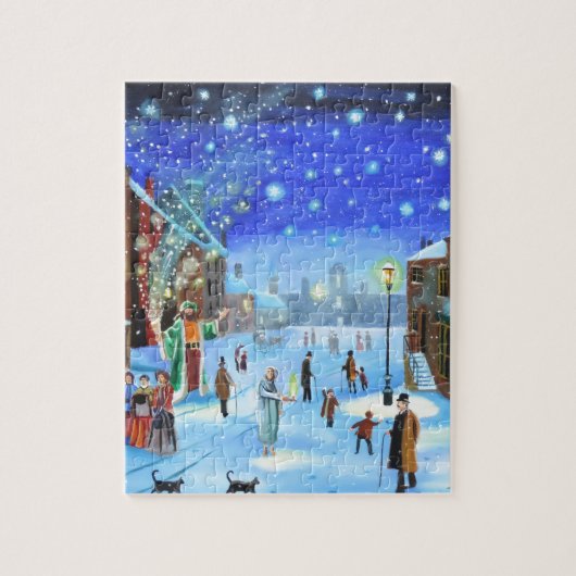 Ein Weihnachtslied Scrooge Winterstraßenzene Puzzle (Vertikal)