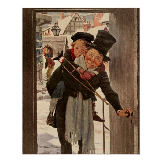 Ein Weihnachtslied: Tim & Mr. Cratchit Card Poster (Vorderseite)
