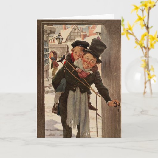 Ein Weihnachtslied: Tim & Mr. Cratchit Karte (Gelbe Blume)