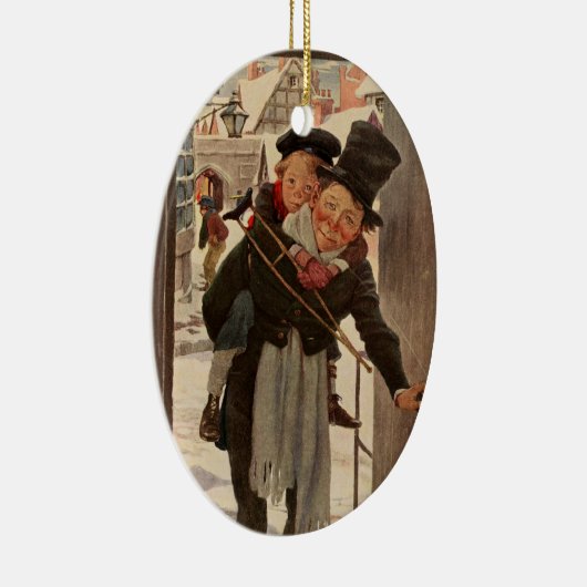 Ein Weihnachtslied: Tim & Mr. Cratchit Keramik Ornament (Rechts)