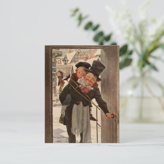 Ein Weihnachtslied: Tim & Mr. Cratchit Postkarte (Stehend Vorderseite)