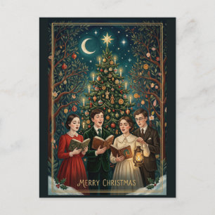 Ein Weihnachtslied unter dem zunehmenden Mond Feiertagspostkarte