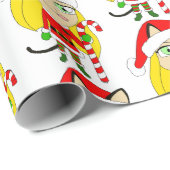 ein Weihnachtsmädchen Geschenkpapier (Rolleneckpunkt)