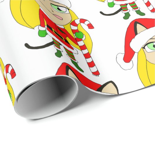 ein Weihnachtsmädchen Geschenkpapier (Rolleneckpunkt)