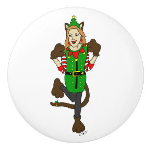 ein Weihnachtsmädchen Keramik Knob Keramikknauf
