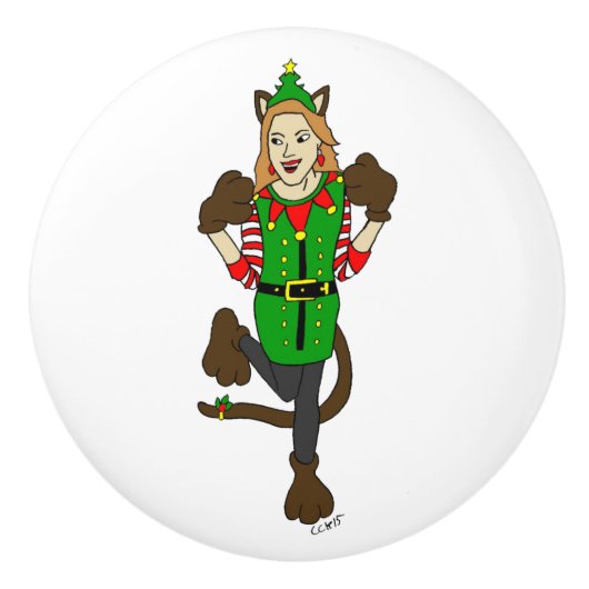ein Weihnachtsmädchen Keramik Knob Keramikknauf (Vorderseite)