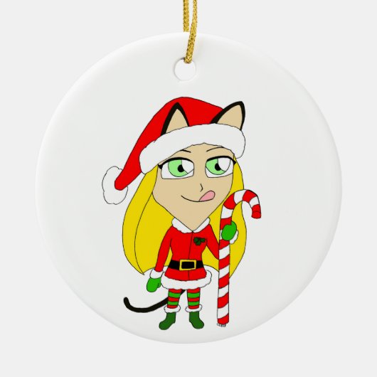 ein Weihnachtsmädchen Keramik Ornament (Vorne)