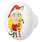 ein Weihnachtsmädchen Keramikknauf (Rechts)