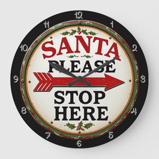 Ein Weihnachtsmann bitte hier aufhören zu unterzei Große Wanduhr (Vorderseite)
