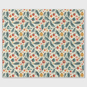 Ein Weihnachtsmuster mit Orangen Ornamenten und Br Geschenkpapier (Flach)