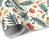 Ein Weihnachtsmuster mit Orangen Ornamenten und Br Geschenkpapier (Rolleneckpunkt)