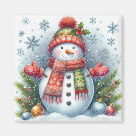 Ein Weihnachtsschneemann auf einer Kälte und Schne Magnet