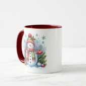 Ein Weihnachtsschneemann auf einer Kälte und Schne Tasse (Vorderseite Links)