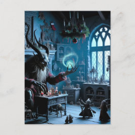 Ein Weihnachtsstift Krampus AI Generated Art Horro Postkarte