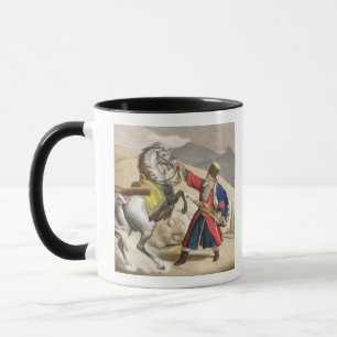 Ein Weinstein mit seinem Pferd, graviert durch das Tasse