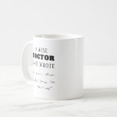 Ein weiser Arzt schrieb einmal lustig Kaffeetasse (Vorderseite Links)