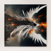 Ein weißer, blutiger Engel, ein Frauenturm über ei Puzzle (Horizontal)