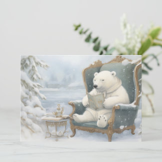 Ein weißer Eisbär in der Weihnachtskarte im Schnee Feiertagskarte