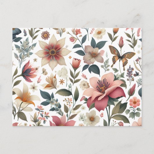 ein weißer Hintergrund mit einigen Blume Einladungspostkarte (Vorderseite)