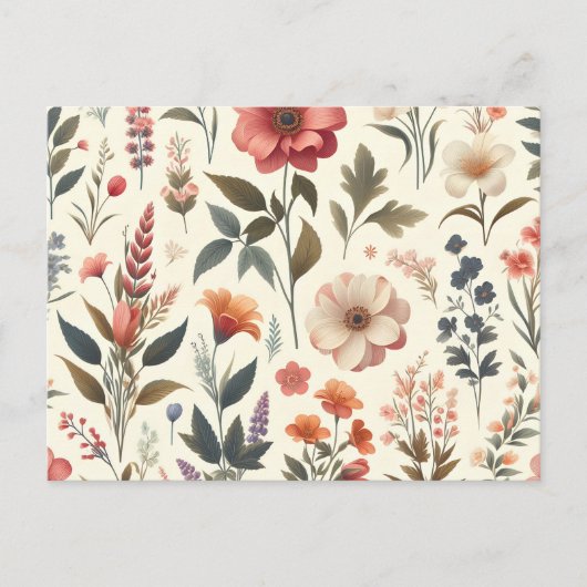 ein weißer Hintergrund mit einigen Blume Einladungspostkarte (Vorderseite)