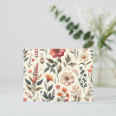 ein weißer Hintergrund mit einigen Blume Einladungspostkarte (Stehend Vorderseite)