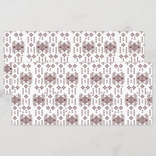 ein weißer Hintergrund mit rotem Muster Menükarte (Vorne/Hinten)