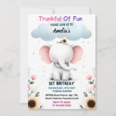 Ein weißer Holzelementar zum ersten Geburtstag Einladung (Vorderseite)