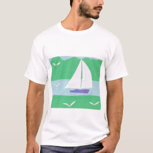 Ein weißer T - Shirt mit Segelboot-Design
