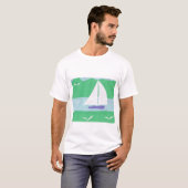 Ein weißer T - Shirt mit Segelboot-Design (Vorne ganz)