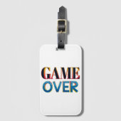 Ein weißes Gepäckanhänger mit dem Satz "GAME OVER" (Vorderseite Vertikal)