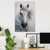 Ein Weißes Pferd Poster Kunst Druck Wandkunst (Heimbüro)