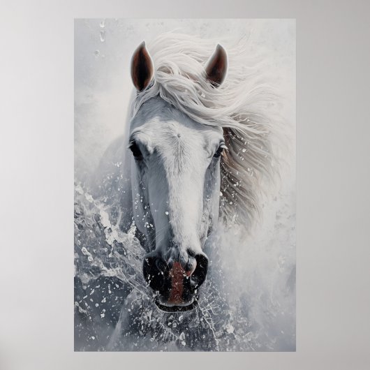 Ein Weißes Pferd Poster Kunst Druck Wandkunst (Vorne)