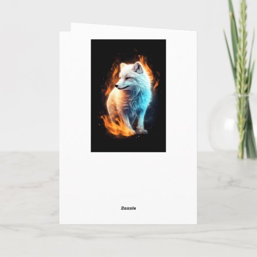 Ein weißes, welliges Arctic Fox Kit - Happy Birthd Karte (Rückseite)