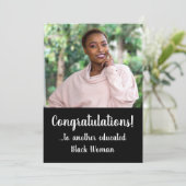 Ein weiterer gebildeter schwarzer Foto-Abschluss Einladung (Stehend Vorderseite)