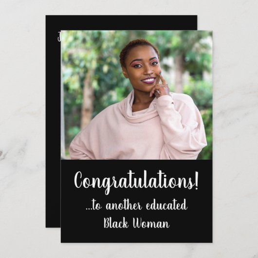 Ein weiterer gebildeter schwarzer Foto-Abschluss Einladung (Vorne/Hinten)