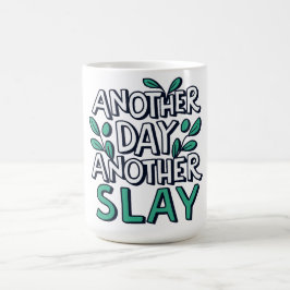 ein weiterer Tag - grüne Blätter Kaffeetasse
