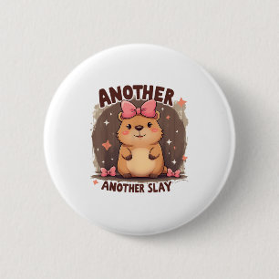 Ein weiterer Tag Niedlich Capybara Lover Pink Button