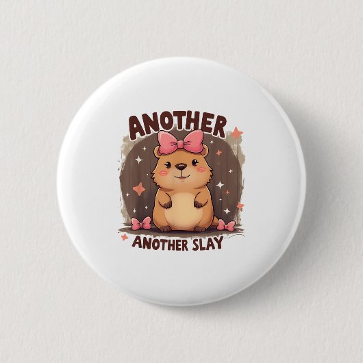 Ein weiterer Tag Niedlich Capybara Lover Pink Button (Vorderseite)