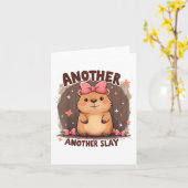 Ein weiterer Tag Niedlich Capybara Lover Pink Karte (Gelbe Blume)