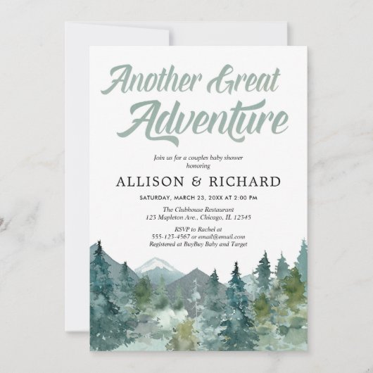 Ein weiteres großes Abenteuer Wasserfarbenwald rus Einladung (Vorderseite)
