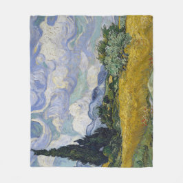 Ein Weizenfeld mit Zypressen Van Gogh Fleecedecke