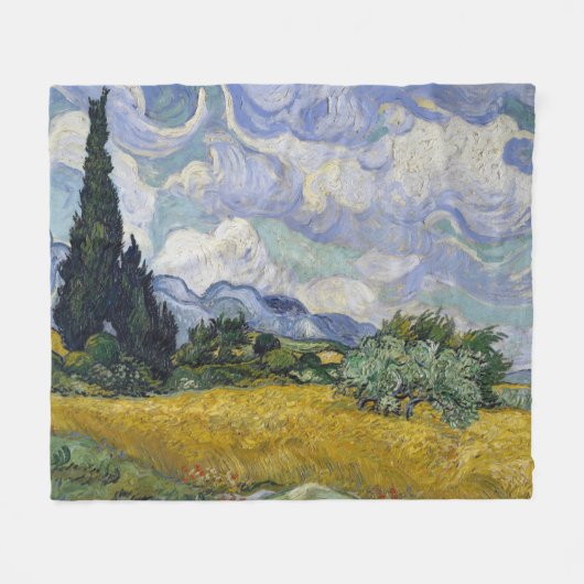 Ein Weizenfeld mit Zypressen Van Gogh Fleecedecke (Vorderseite (Horizontal))